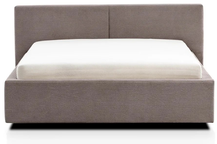 Светлокафяво двойно легло 140x200 cm тапицирано без ламелно дъно Cube – Meise Möbel