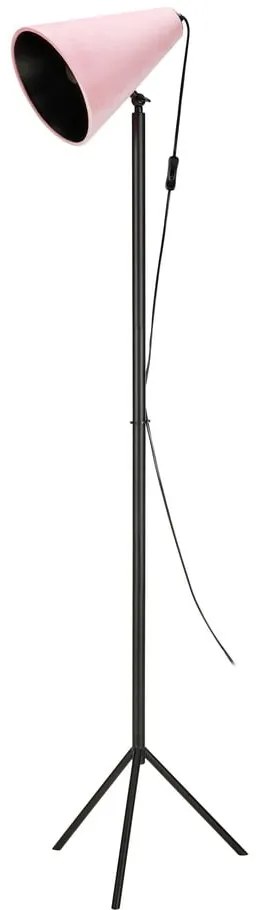 Черна подова лампа с розов абажур, височина 1,5 м Cilla - Markslöjd