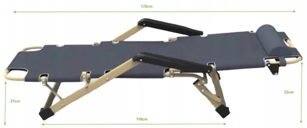 Градински шезлонг със сива рамка и възглавница Сив