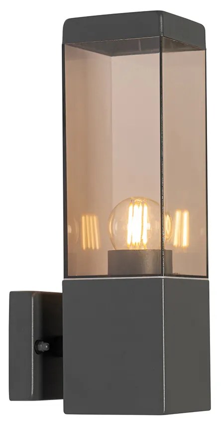 Модерна външна стенна лампа тъмно сива с дим - Malios