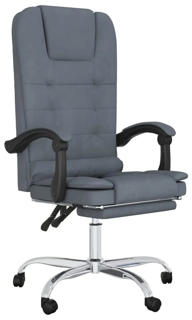 349663 vidaXL Масажен наклоняем офис стол, тъмносив, кадифе