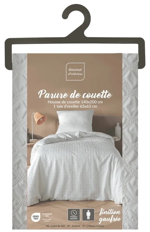 Бяло единично спално бельо от микрофибър 140x200 cm Litea – douceur d'intérieur