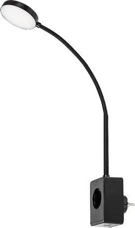 Rabalux Tivro, аплик, черна силиконова лампа, стандарт за щепсел: EU, 4W, с абажур: 320lm, без абажур: 420lm, 3000,4000,6000K, Д