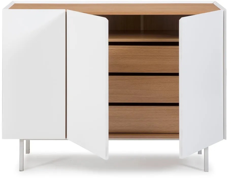 Бял нисък скрин от декор от дъб 110x85 cm Arista – Teulat