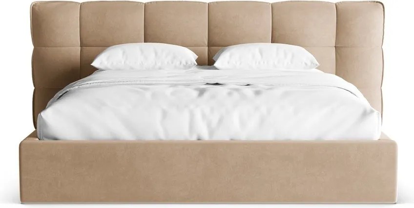 Сиво-бежово тапицирано двойно легло с място за съхранение и включена подматрачна рамка 160x200 cm Eric – Micadoni