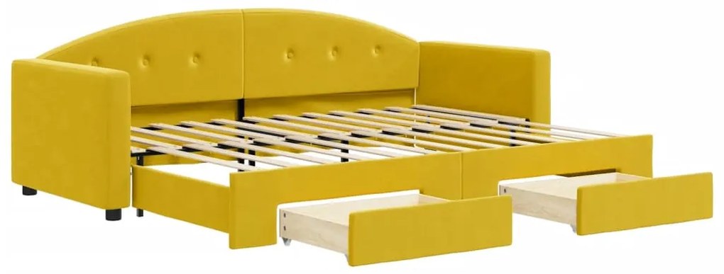 3197347 vidaXL Канапе с изтеглящо легло и чекмеджета жълто 80x200 см кадифе