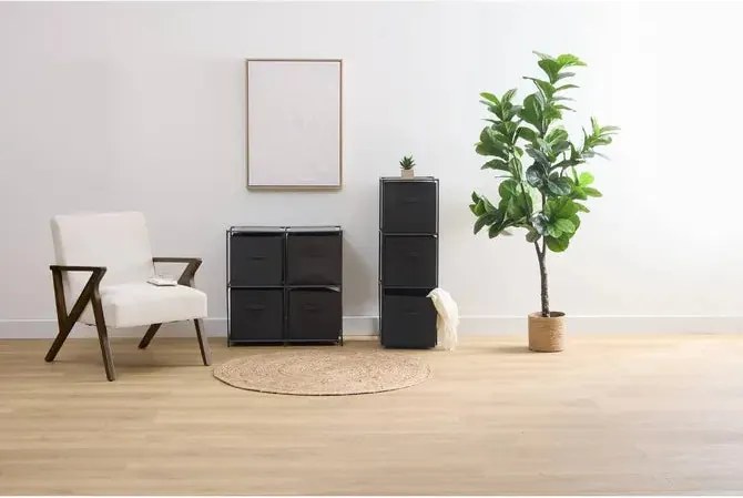 Рафт 5five Mix'n Modul, 3 отделения и 3 кутии за съхранение, 34 x 34 x 99 cm, Черен