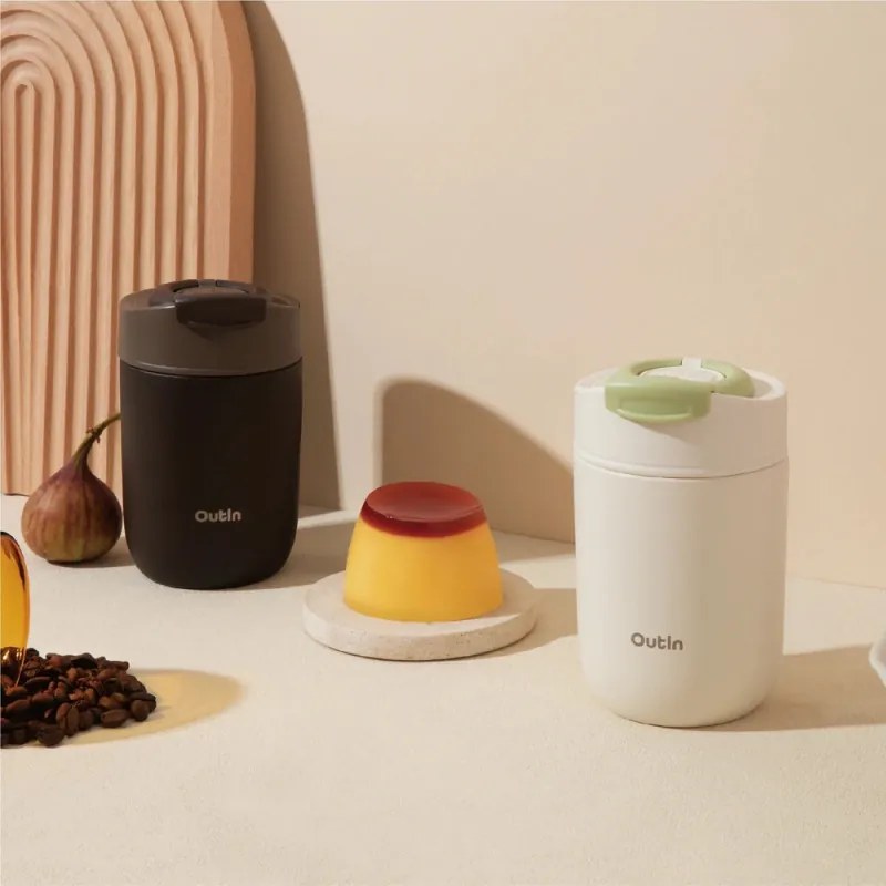 Термочаша Outin Travel Tumbler, 350 мл, Топло 6ч, Студено 12ч, Неръждаема стомана 316L, Двойни стени, Вакуумна изолация, Тера кафяв