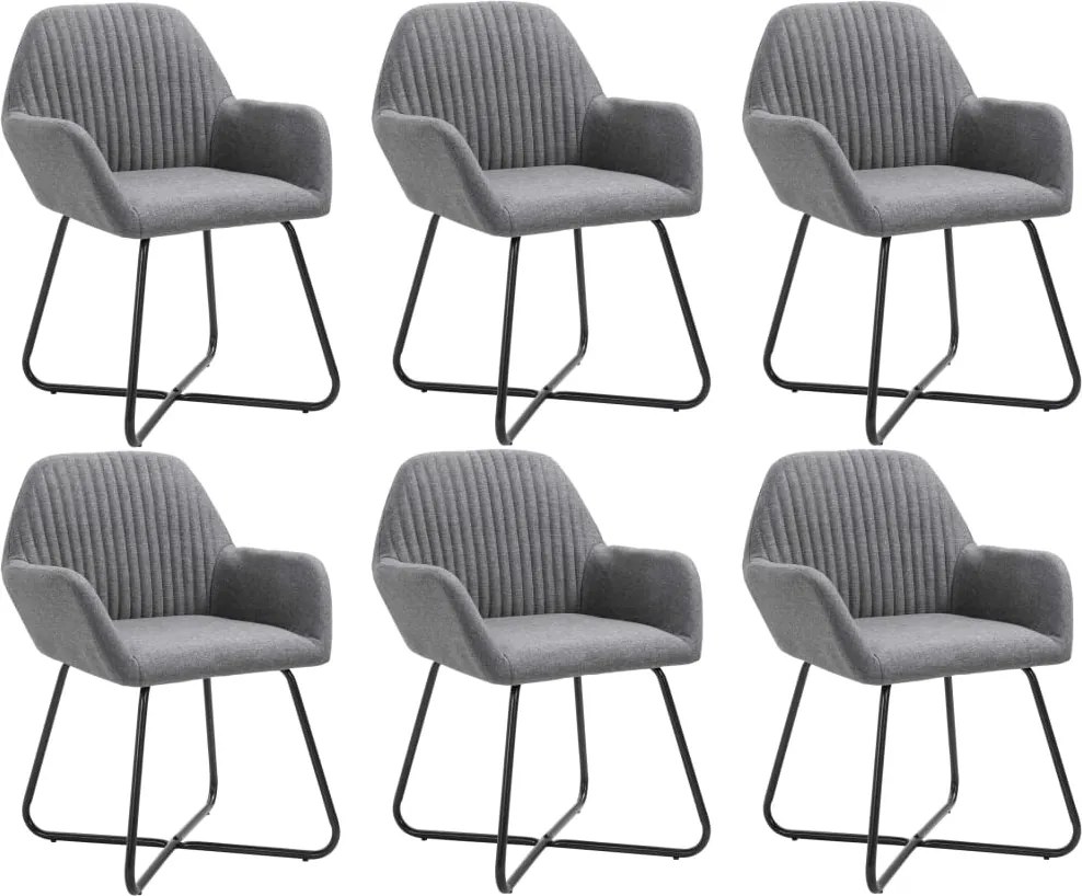 277097 vidaXL Трапезни столове, 6 бр, тъмносиви, текстил