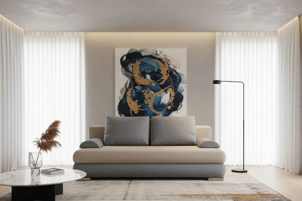 Диван-легло Рибод-Бежово - Сиво