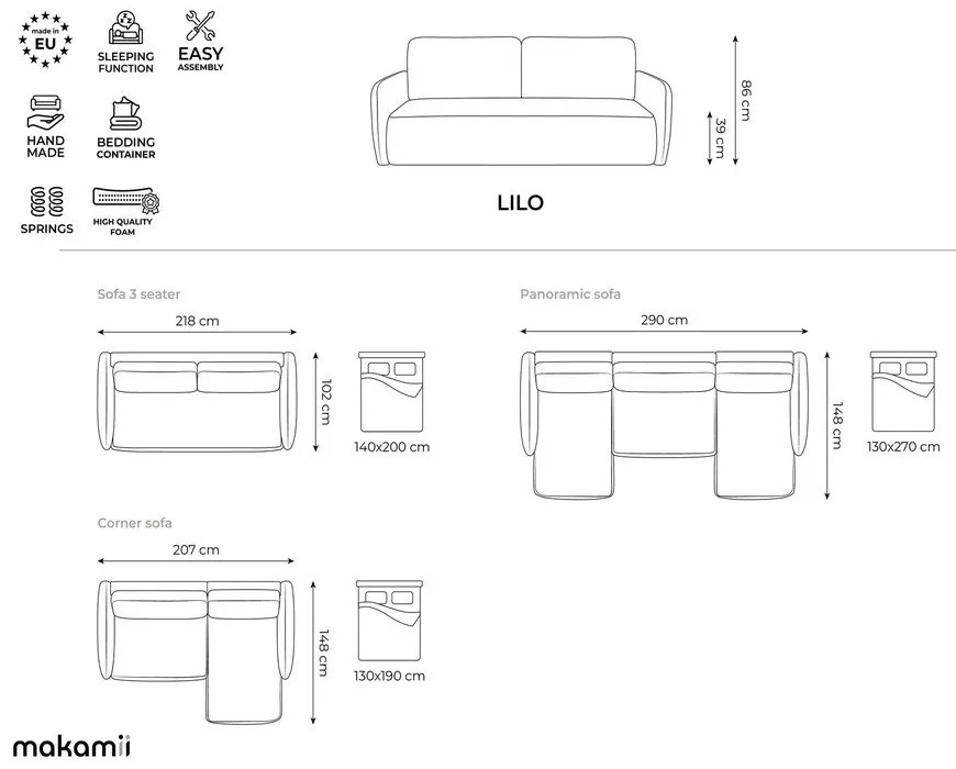 Зелен шенилов разтегателен ъглов диван с място за съхранение (ляв ъгъл) Lilo – Makamii
