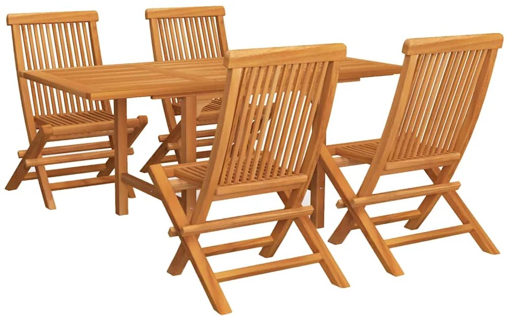 3059593 vidaXL Градински трапезен комплект, 5 части, тиково дърво масив