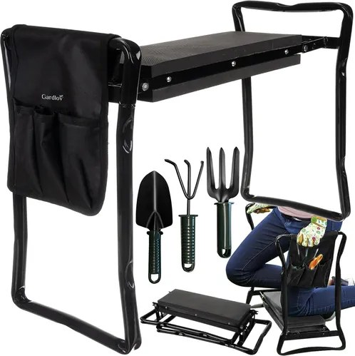 Сгъваема градинска пейка и стол 4в1 с органайзер и инструменти - градинска пейка 120 кг