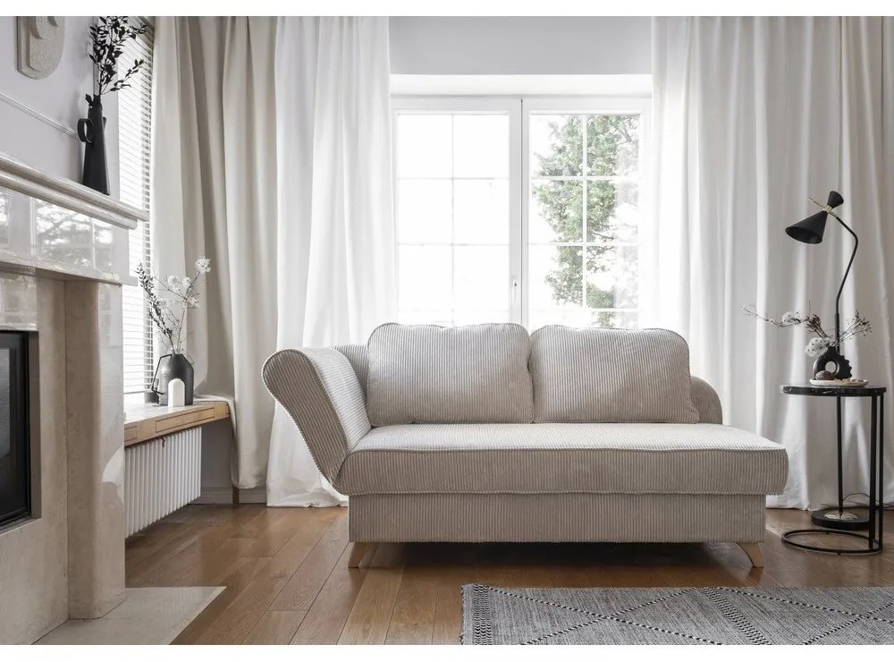 Бежов шезлонг от рипсено кадифе (ляв ъгъл) Chic Charlotte – Miuform