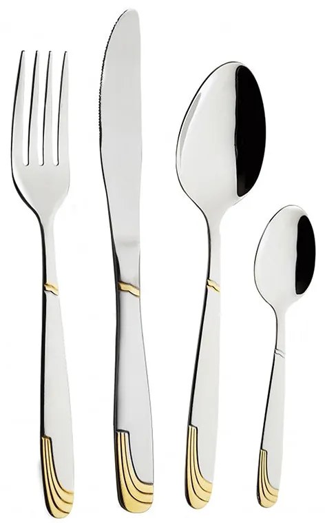 Комплект прибори за хранене ZEPHYR ZP 1512 AG GM, 24 части, Неръждаема стомана, Златист/сребрист