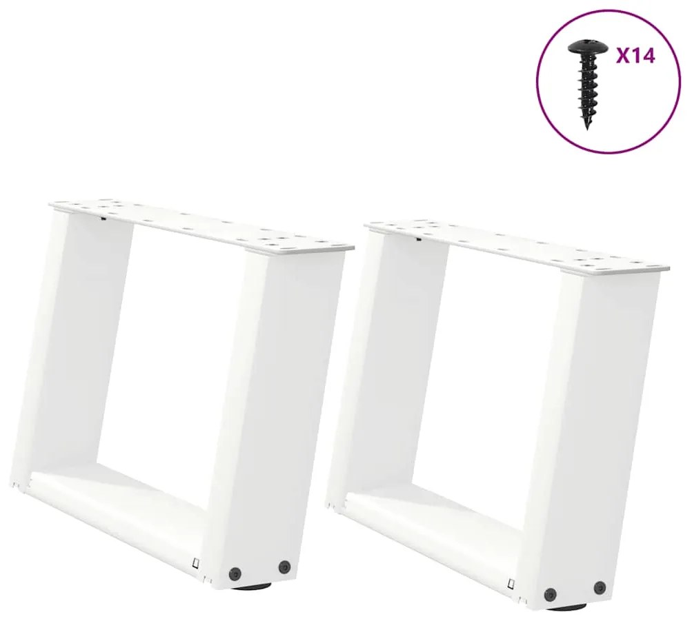 4012745 vidaXL Крака за масичка за кафе, U-образни, 2 бр., бели, 50 x (30-31) см, стомана