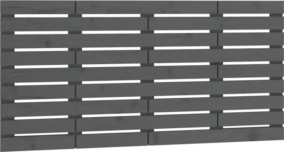824760 vidaXL Стенна табла за спалня, сива, 141x3x63 см, борово дърво масив