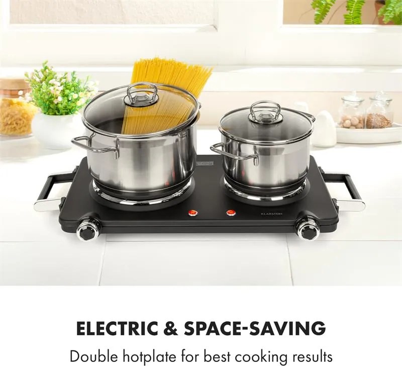 Klarstein Cookorama, двоен котлон, 1900 - 2250 W, 150/180 мм Ø, 5 нива, черен