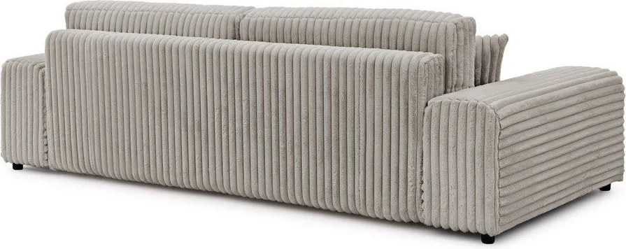 Светлосив разтегателен диван с място за съхранение от рипсено кадифе 260 cm Justin – Ropez