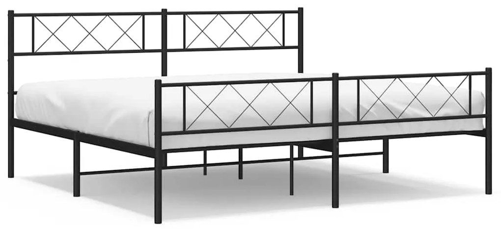 372301 vidaXL Метална рамка за легло с горна и долна табла, черна, 193x203 см