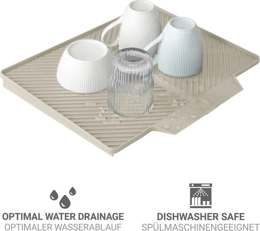 Бежова пластмасова тавичка за оттичане за съдове 34x40 cm Nelia – Wenko
