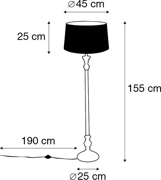 Рустикална подова лампа таупе с абажур от лен 45 см - Classico