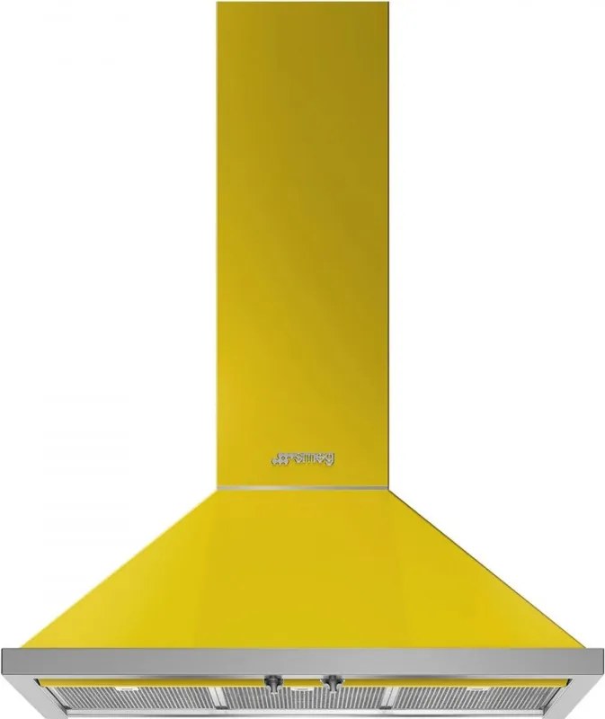 Абсорбатор SMEG Portofino KPF9YW, 275W, А+, 781 м3/ч, 3 скорости, 3 филтъра, Антивъзвръщателен клапан, Инокс, LED, Жълт