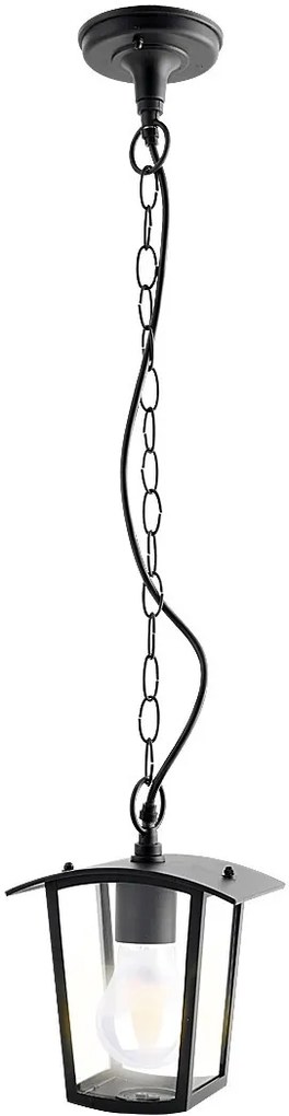RABALUX 7130 Taverna, външна висяща алуминиева лампа, E27 1xMAX 15W, матово черно, прозрачен пластмасов абажур, IP44, 17x12xH80c