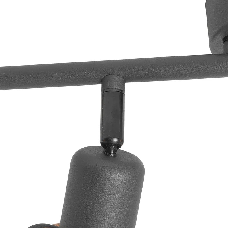 Дизайнерски таванна лампа черна със злато 4-светлина овална - Noud