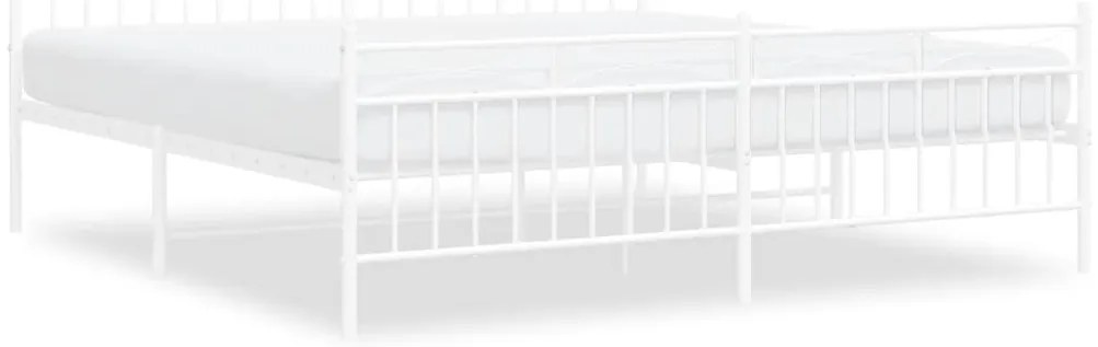 373763 vidaXL Метална рамка за легло с горна и долна табла, бяла, 183x213 см
