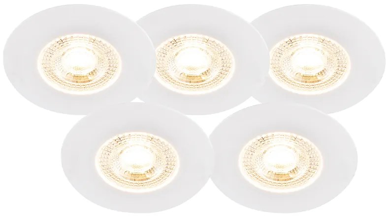 Комплект от 5 вградени прожектора бели с 3-степенно димиране IP44 - Ulo