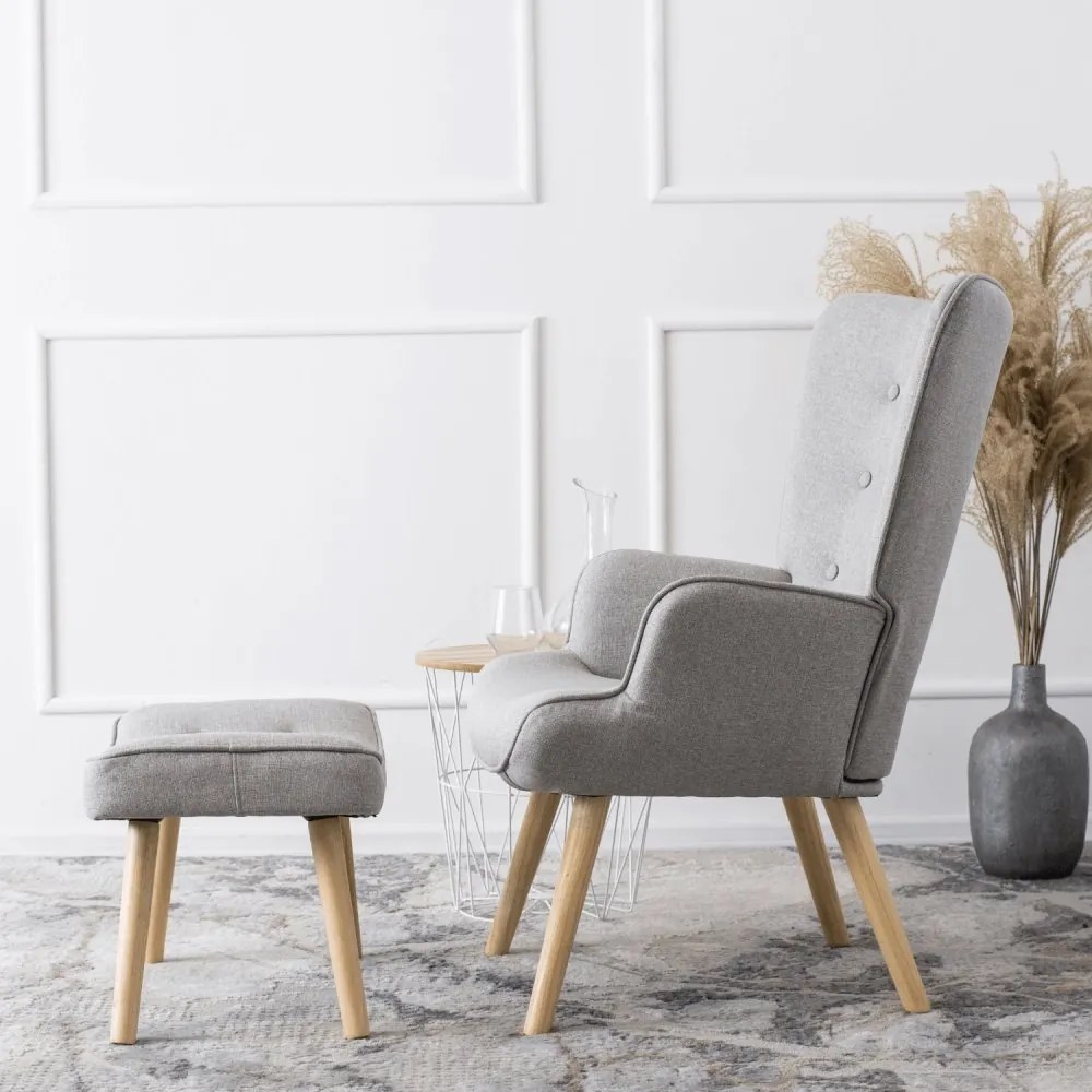 Релаксиращ фотьойл с подложка за крака LOZANO 2 - сив