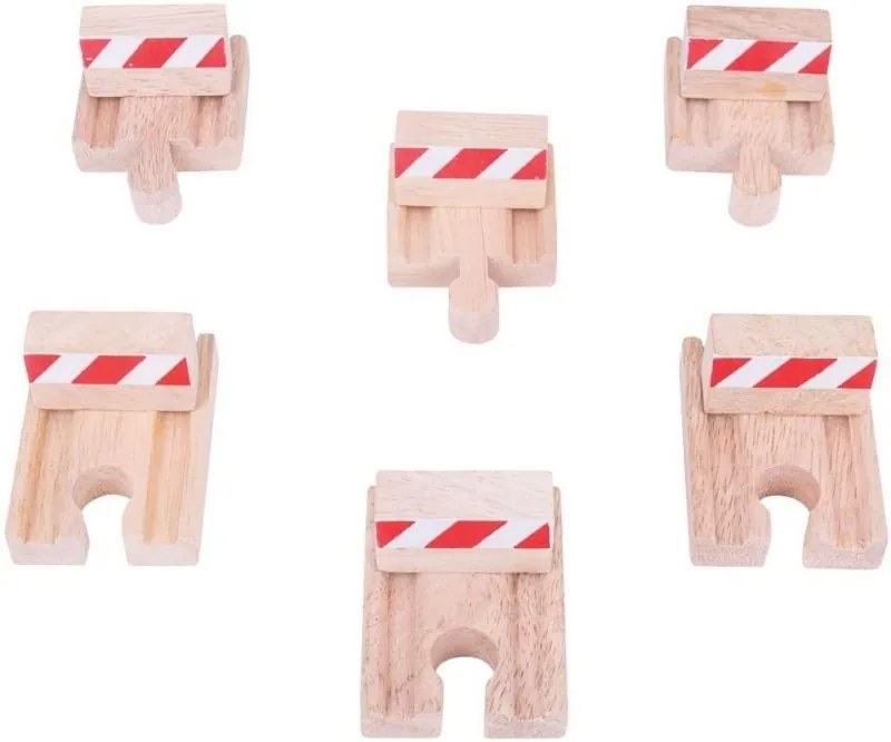 Bigjigs - Комплект от 6 дървени стоп ЖП релси