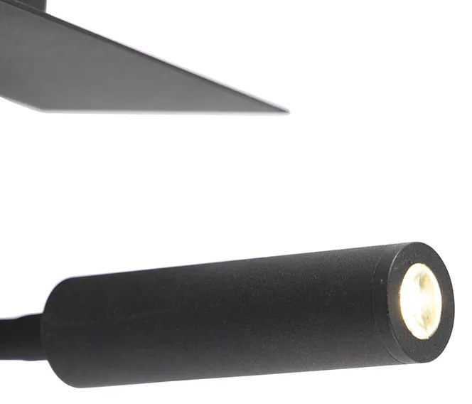 Модерна стенна лампа USB черна с гъвкава ръка - Duppio