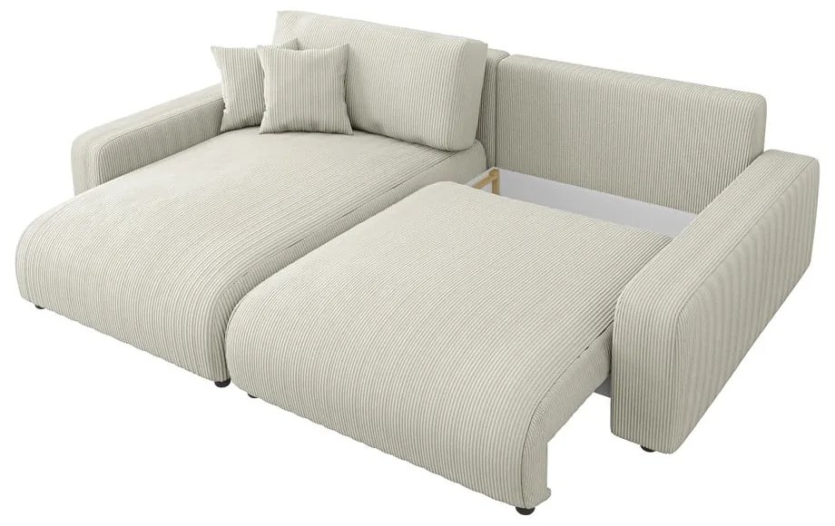 Кремав разтегателен ъглов диван от рипсено кадифе (променлив) Sara – Ropez