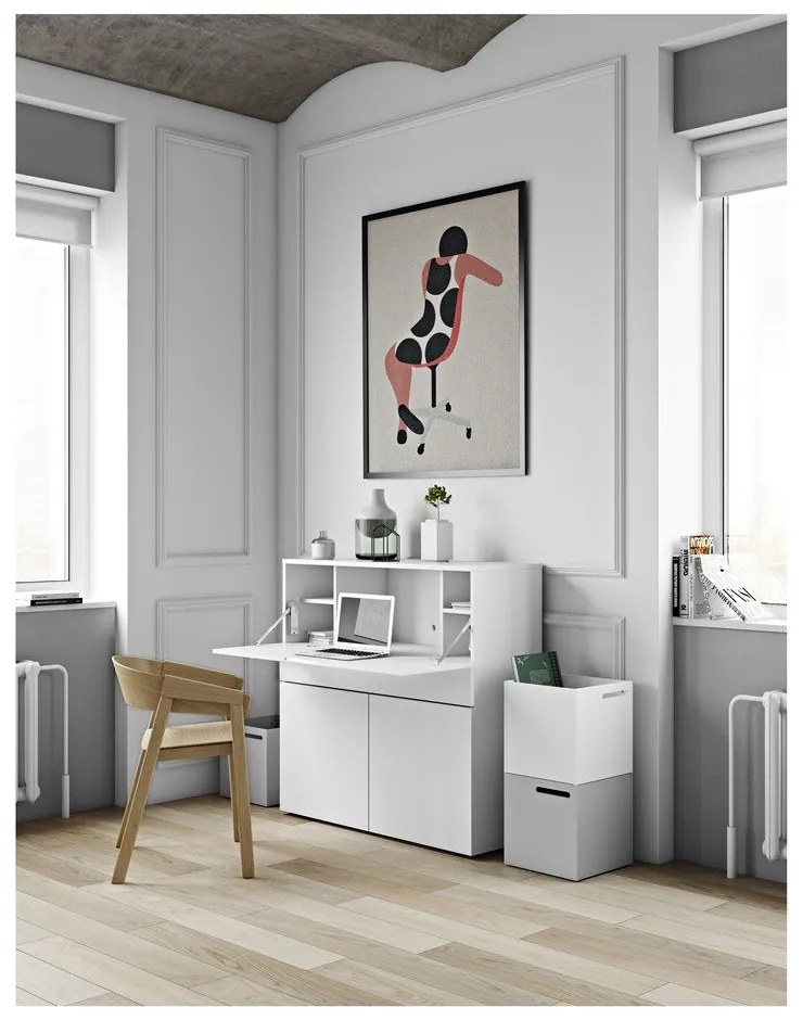 Работна маса с бял плот 110x42 cm Focus - TemaHome