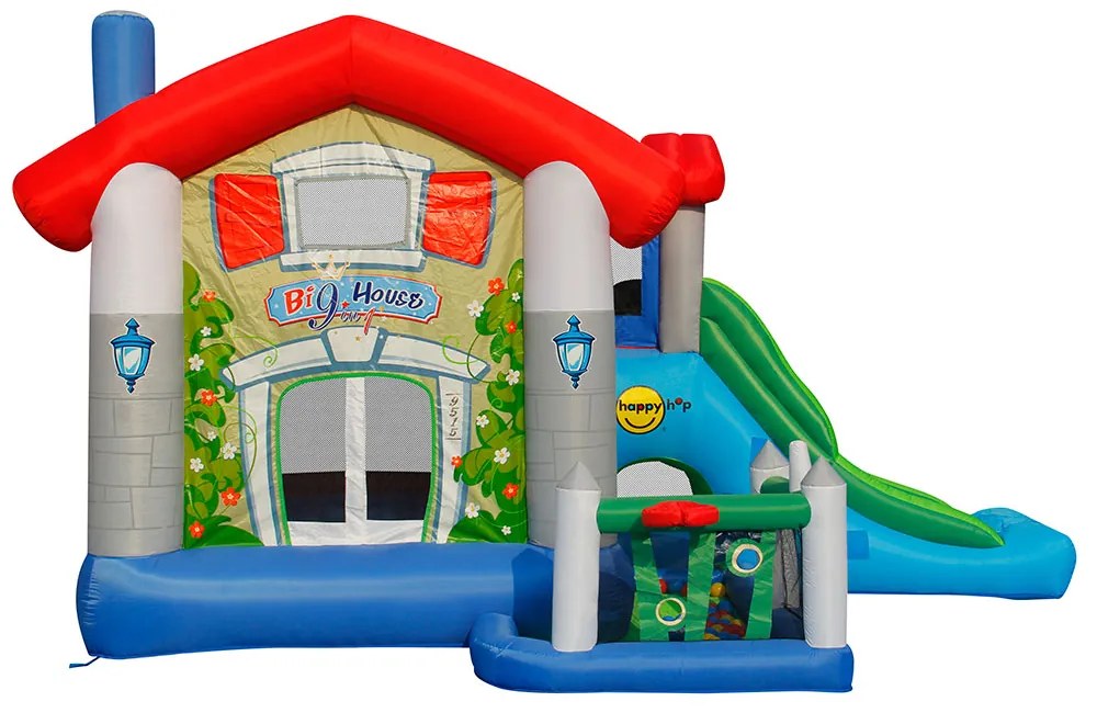 HAPPY HOP Игрален център къща с пързалка и топки 455x330x265