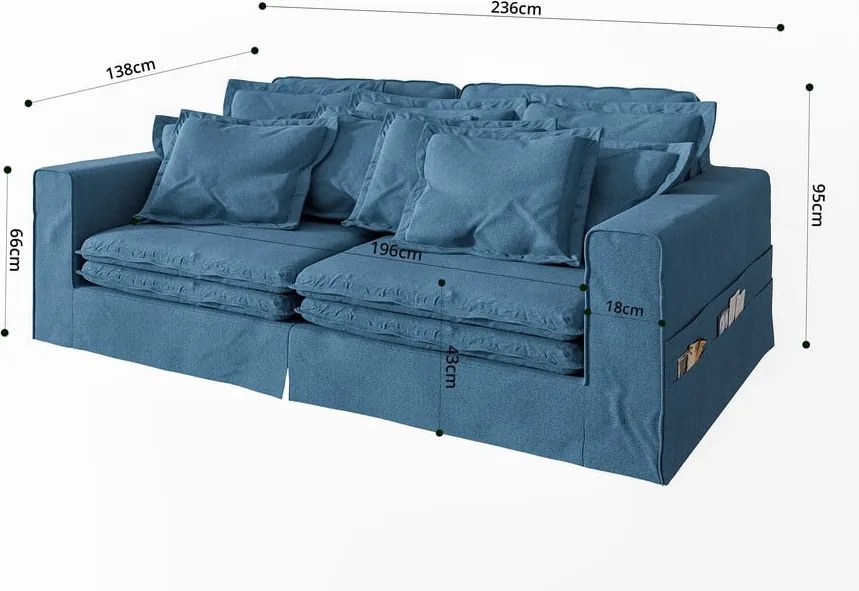 Син диван 236 cm Nora – Ropez