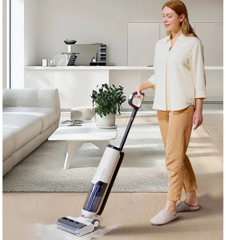 Вертикална прахосмукачка Tineco iFloor 5 Breeze, 190W, 30 мл/мин, 0.8 л мръсна/0.7 л чиста, Сушене на четката, Лесно маневриране, Бял/сив