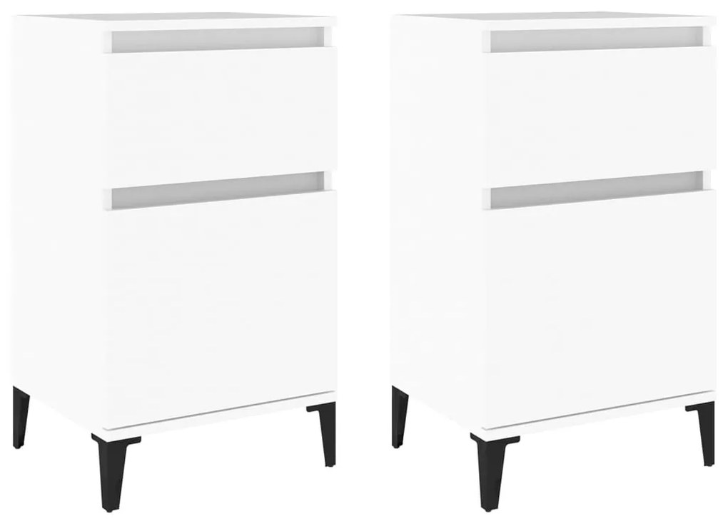 819709 vidaXL Нощни шкафчета, 2 бр, бяло, 40x35x70 см