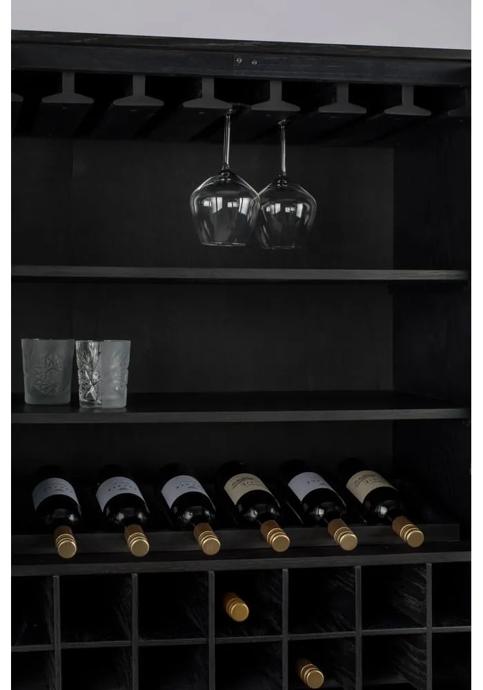 Черна дъбова стойка за вино за 20 бутилки, 89x181 cm Travis - Zuiver