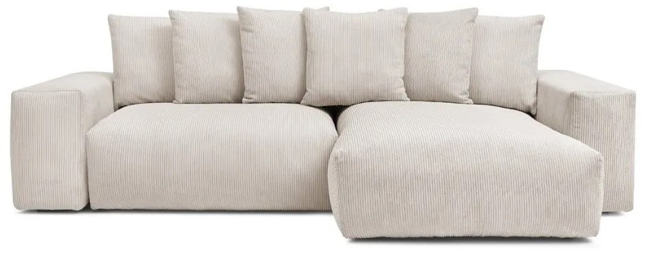 Кремав сгъваем/с място за съхранение ъглов диван от рипсено кадифе Voltaire – Bobochic Paris