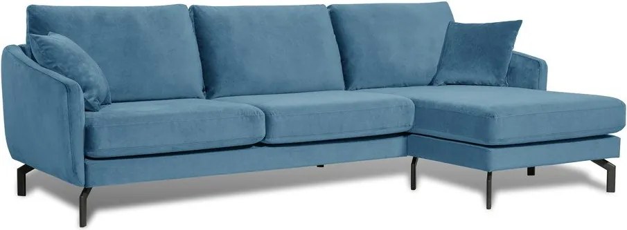 Ъглов диван от синьо кадифе (десен ъгъл) Magic - Scandic