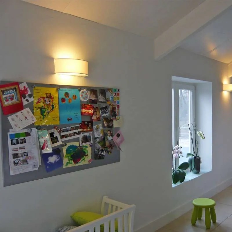 Селска стенна лампа полукръгла бяла - Drum