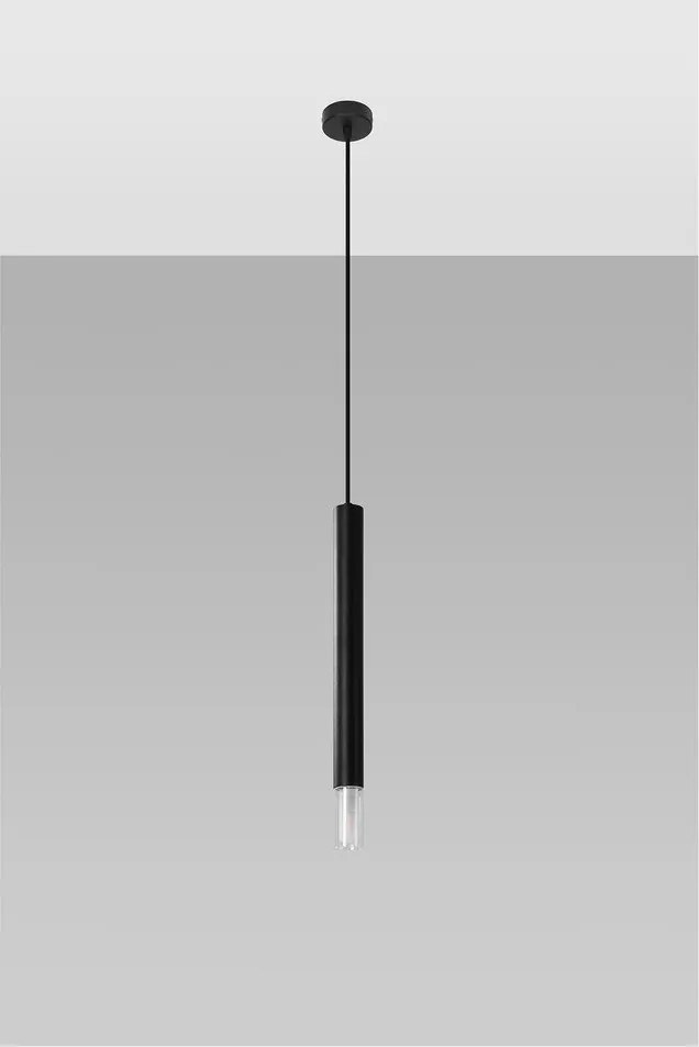 Черно метално висящо осветително тяло ø 8 cm Vittoria – Sollux