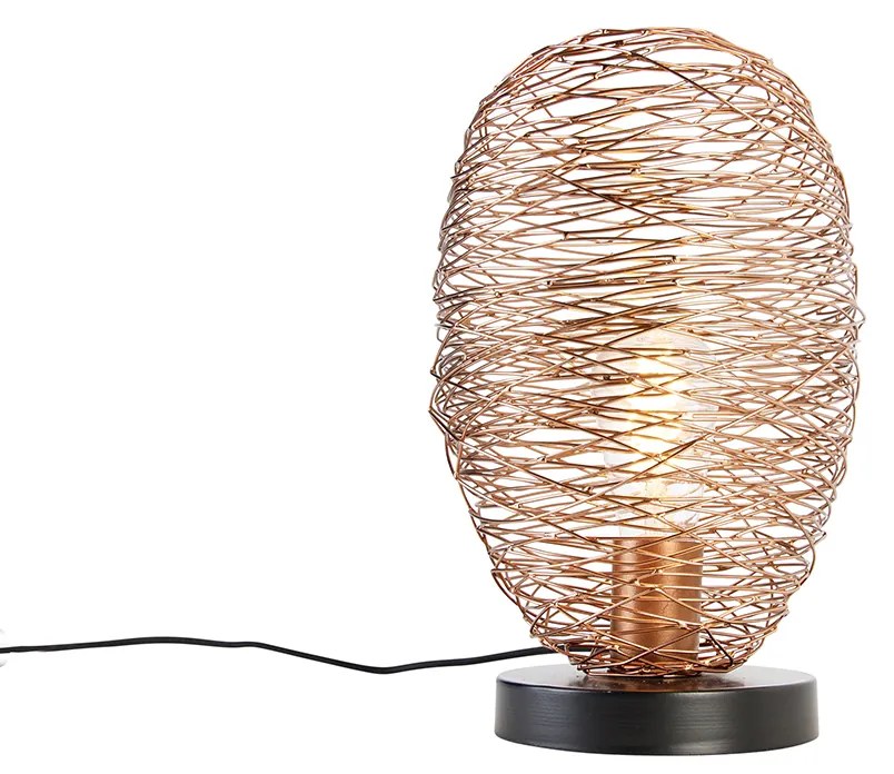 Дизайнерска настолна лампа мед с черно 30 см - Sarella