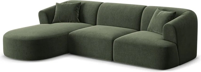 Зелен кадифен ъглов диван (ляв ъгъл) Campi – Cosmopolitan Design