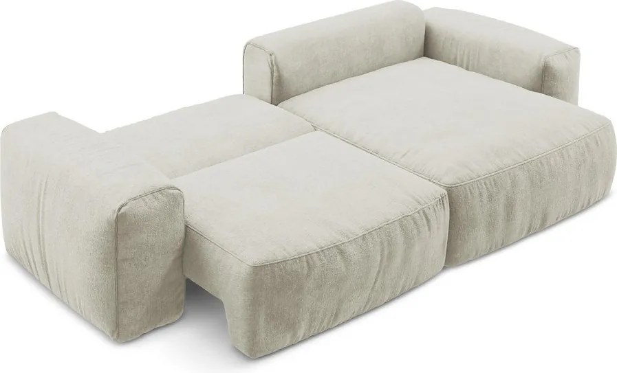 Бежов шенилов сгъваем ъглов диван (десен ъгъл) Kuki – Makamii