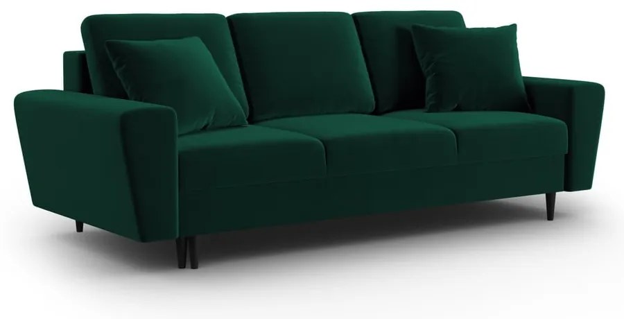 Зелен кадифен разтегателен диван с място за съхранение 235 cm Kyoto – Cosmopolitan Design