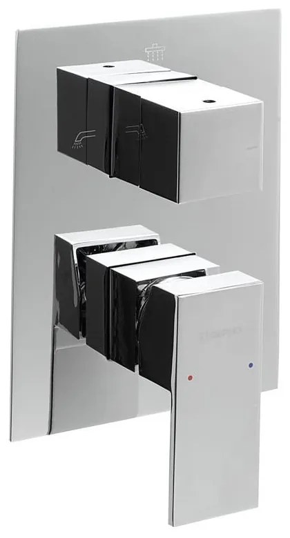 Вградена душ батерия в лъскаво-сребрист цвят (3 изхода) Latus – Sapho